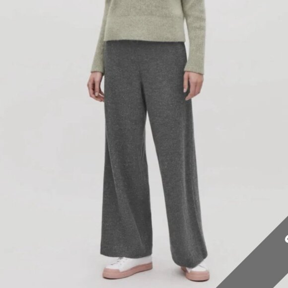 COS Wool Cotton Wide Leg Gray Tweed Pants Eur M - Picture 1 of 10